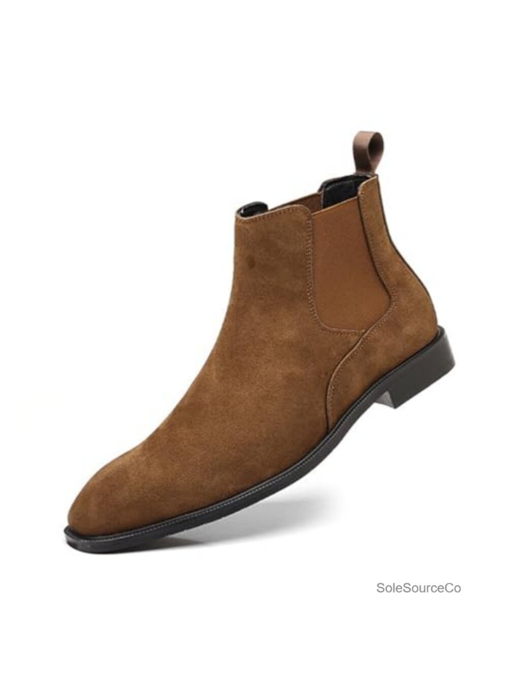 Mens Suede Chelsea Boots Almond Toe Slip On Ankle Boots for Business